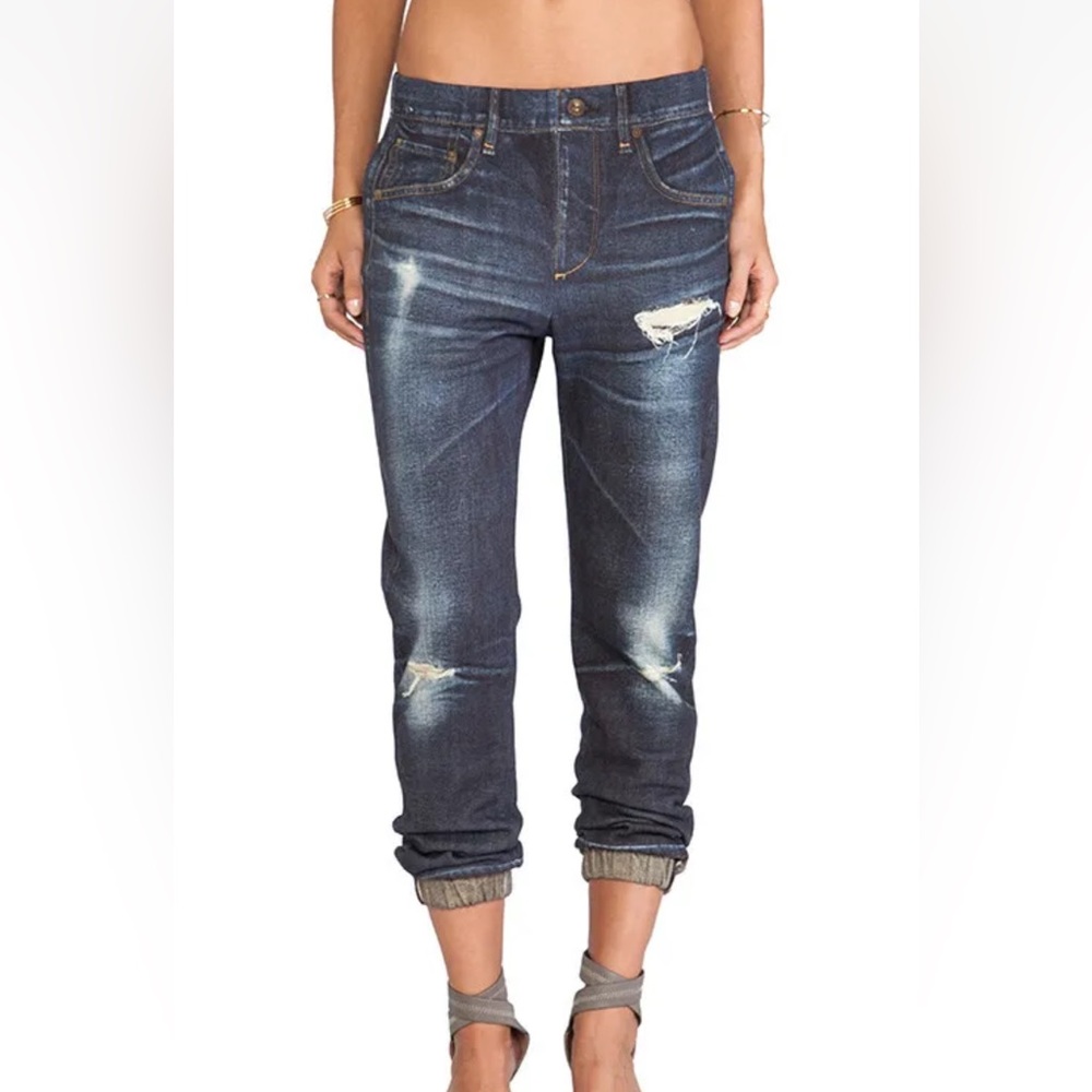 rag & bone Distressed Dark Blue Denim Jogger Pants